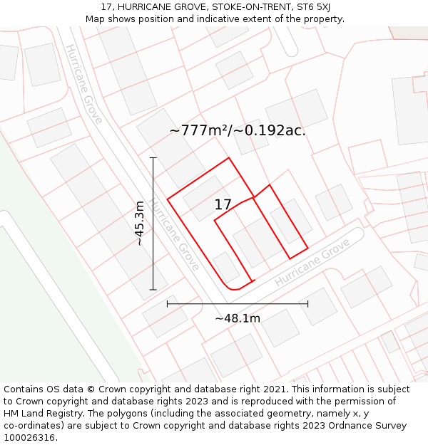 17, HURRICANE GROVE, STOKE-ON-TRENT, ST6 5XJ: Plot and title map