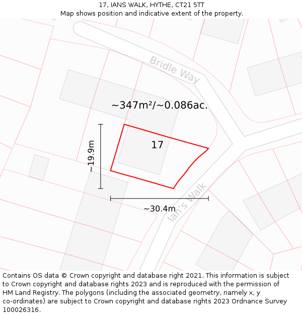 17, IANS WALK, HYTHE, CT21 5TT: Plot and title map