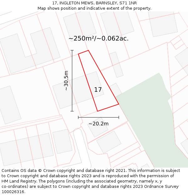 17, INGLETON MEWS, BARNSLEY, S71 1NR: Plot and title map