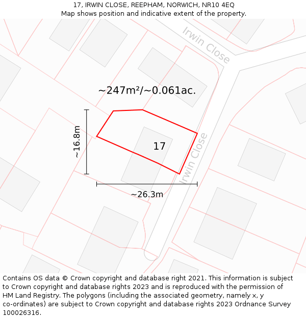 17, IRWIN CLOSE, REEPHAM, NORWICH, NR10 4EQ: Plot and title map