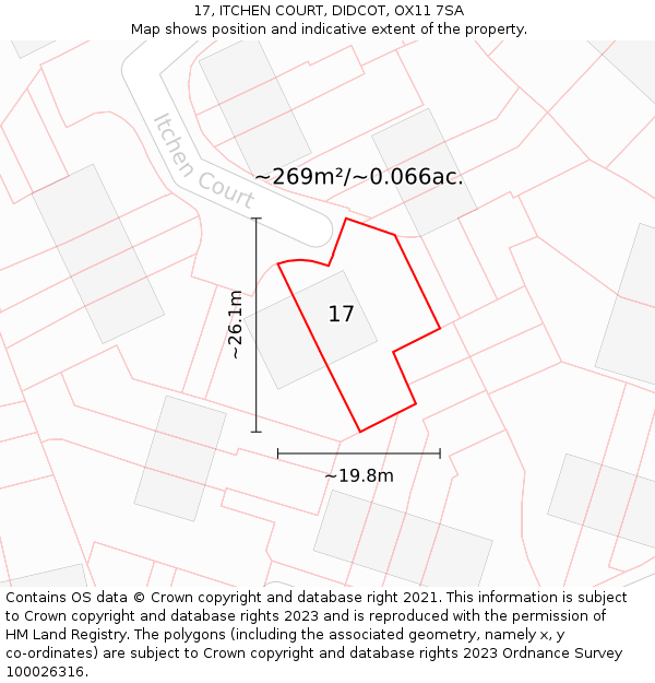 17, ITCHEN COURT, DIDCOT, OX11 7SA: Plot and title map
