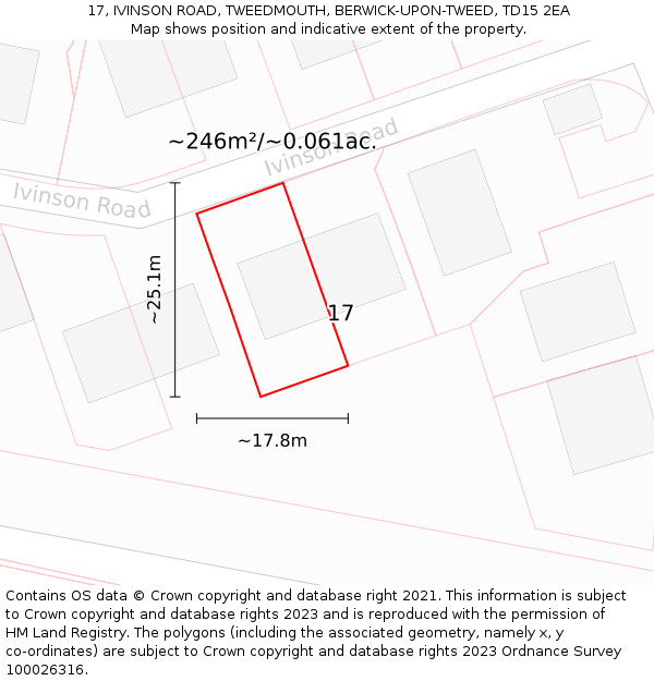 17, IVINSON ROAD, TWEEDMOUTH, BERWICK-UPON-TWEED, TD15 2EA: Plot and title map