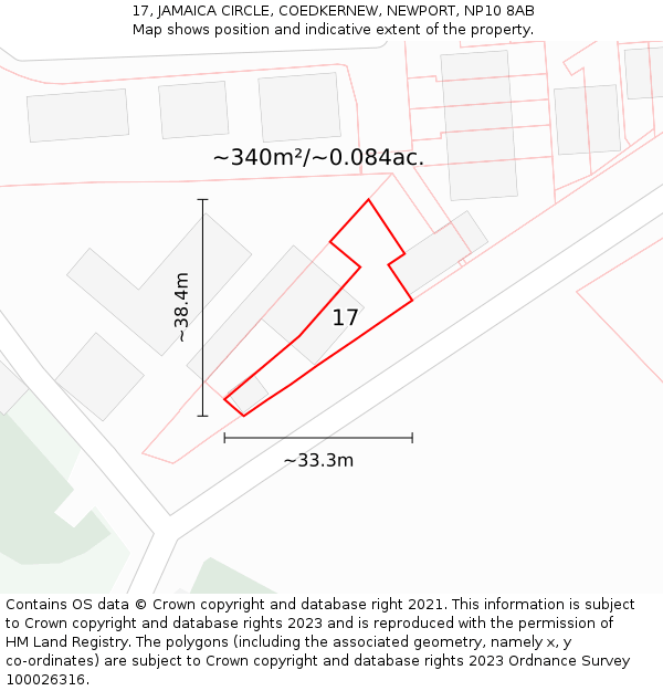 17, JAMAICA CIRCLE, COEDKERNEW, NEWPORT, NP10 8AB: Plot and title map