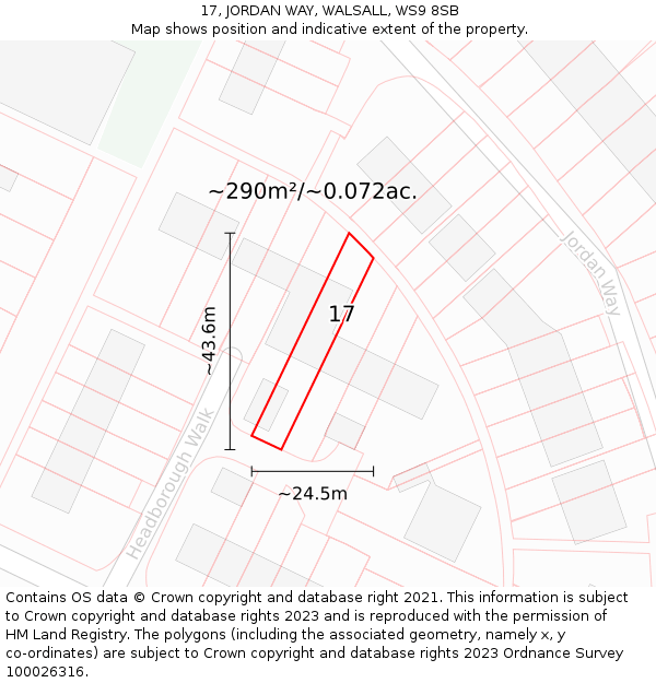 17, JORDAN WAY, WALSALL, WS9 8SB: Plot and title map