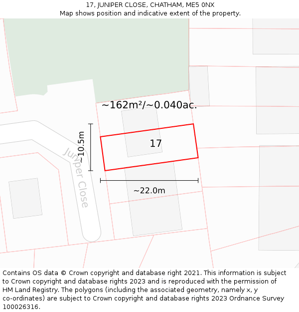 17, JUNIPER CLOSE, CHATHAM, ME5 0NX: Plot and title map