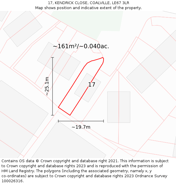 17, KENDRICK CLOSE, COALVILLE, LE67 3LR: Plot and title map