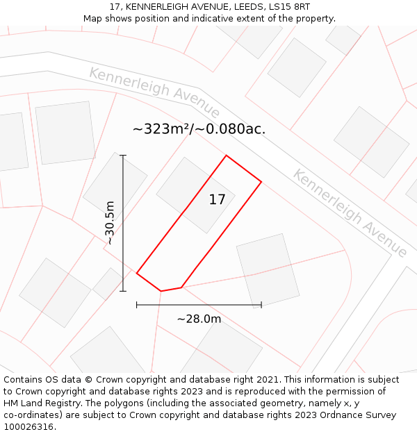 17, KENNERLEIGH AVENUE, LEEDS, LS15 8RT: Plot and title map