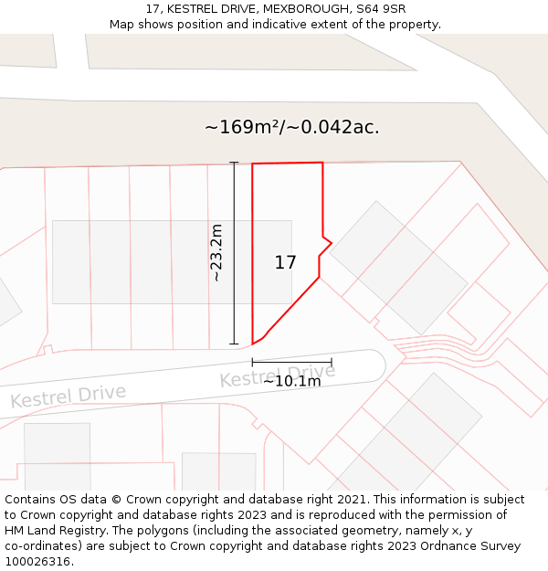 17, KESTREL DRIVE, MEXBOROUGH, S64 9SR: Plot and title map