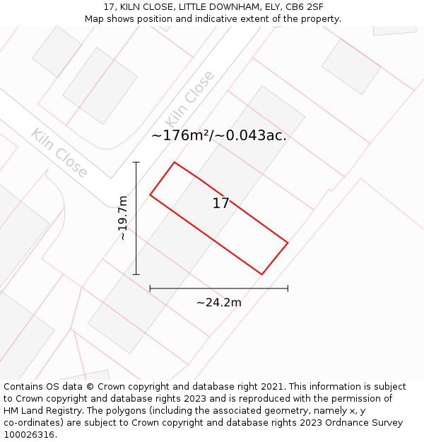 17, KILN CLOSE, LITTLE DOWNHAM, ELY, CB6 2SF: Plot and title map