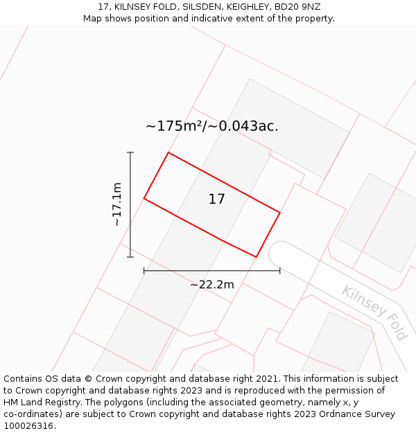 17, KILNSEY FOLD, SILSDEN, KEIGHLEY, BD20 9NZ: Plot and title map