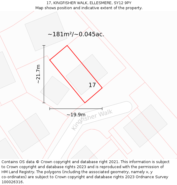 17, KINGFISHER WALK, ELLESMERE, SY12 9PY: Plot and title map