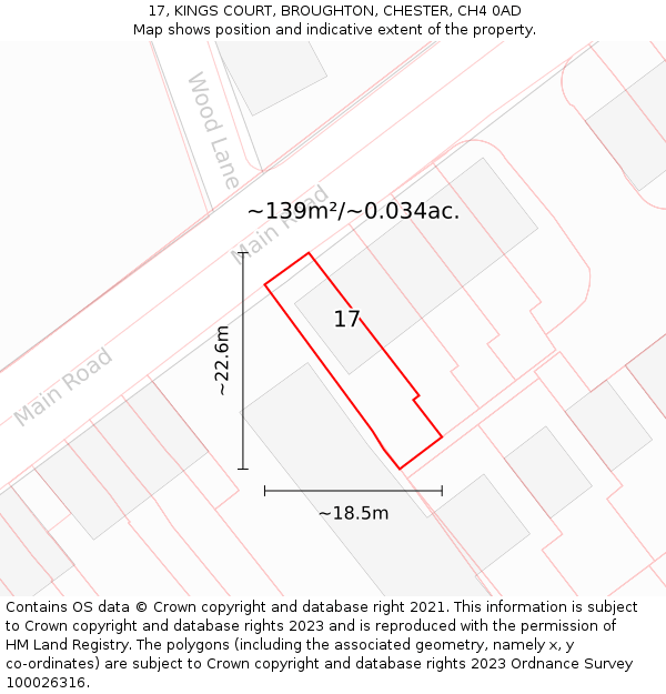 17, KINGS COURT, BROUGHTON, CHESTER, CH4 0AD: Plot and title map