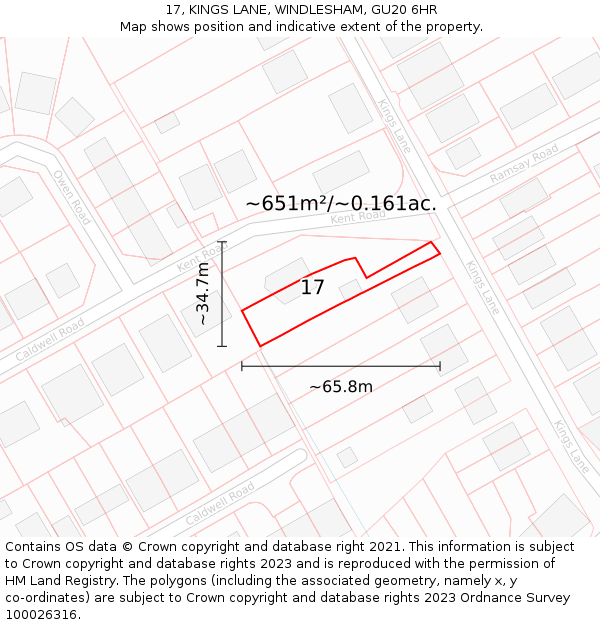 17, KINGS LANE, WINDLESHAM, GU20 6HR: Plot and title map