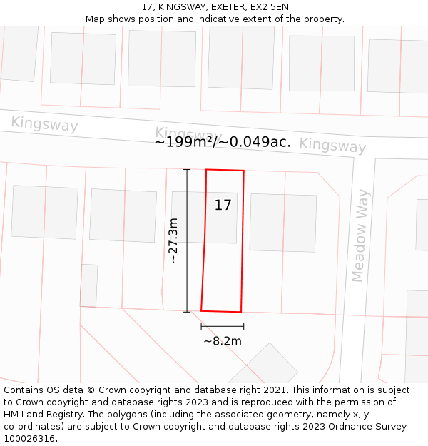 17, KINGSWAY, EXETER, EX2 5EN: Plot and title map