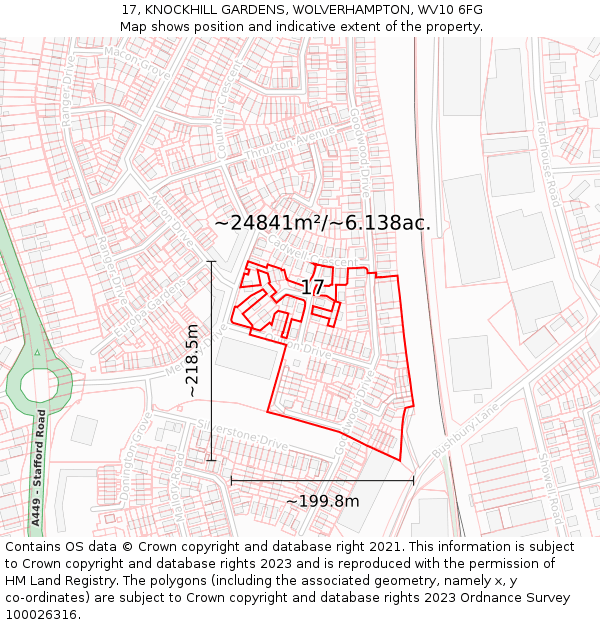 17, KNOCKHILL GARDENS, WOLVERHAMPTON, WV10 6FG: Plot and title map