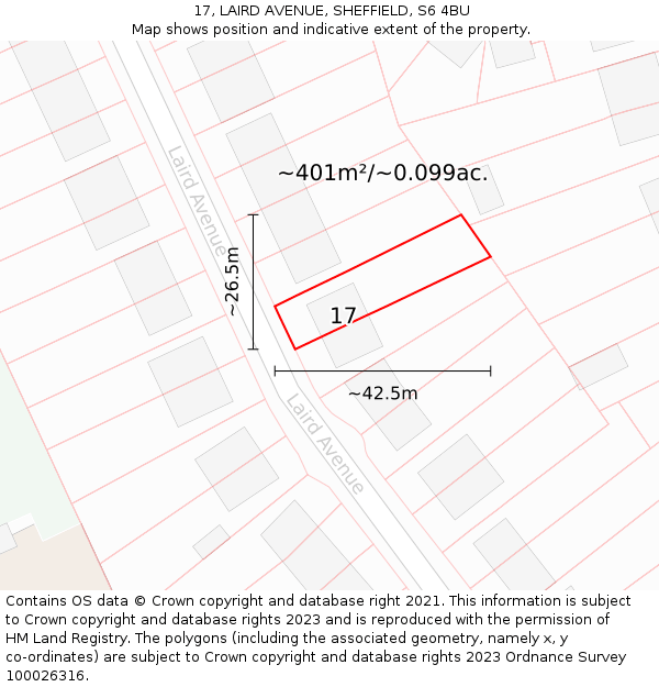 17, LAIRD AVENUE, SHEFFIELD, S6 4BU: Plot and title map