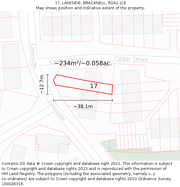 17, LAKESIDE, BRACKNELL, RG42 2LE: Plot and title map