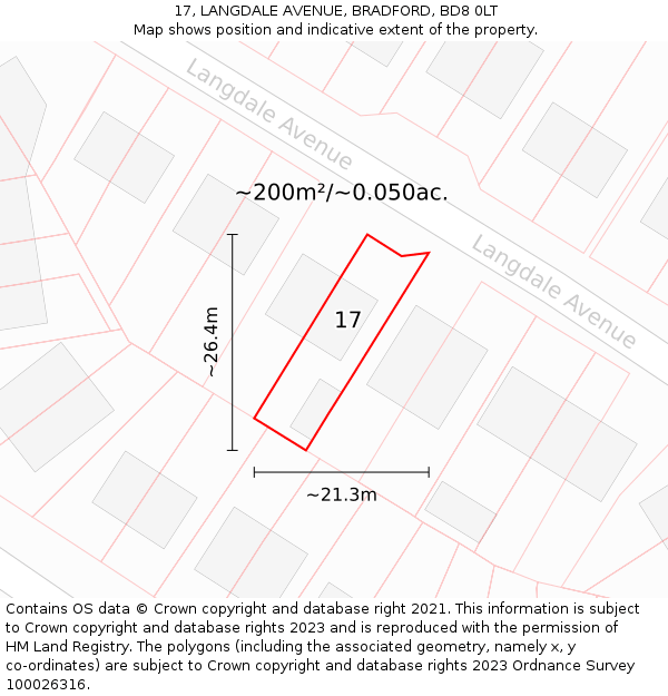 17, LANGDALE AVENUE, BRADFORD, BD8 0LT: Plot and title map
