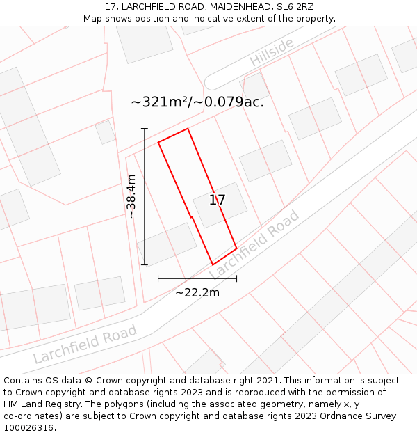 17, LARCHFIELD ROAD, MAIDENHEAD, SL6 2RZ: Plot and title map