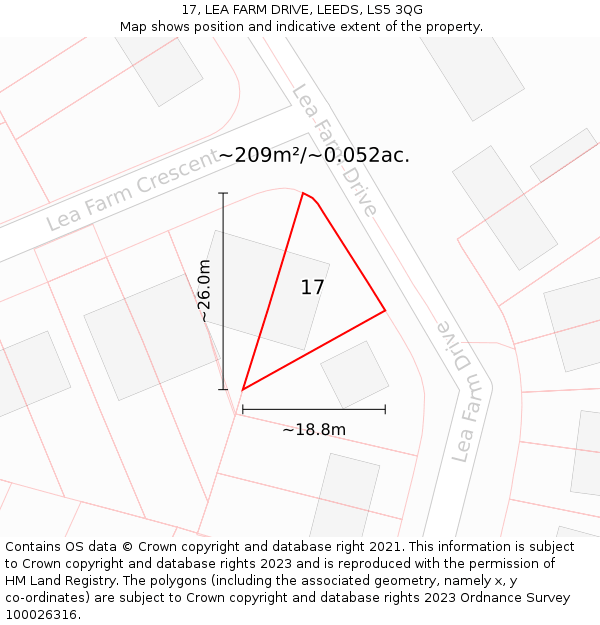 17, LEA FARM DRIVE, LEEDS, LS5 3QG: Plot and title map
