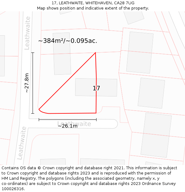 17, LEATHWAITE, WHITEHAVEN, CA28 7UG: Plot and title map
