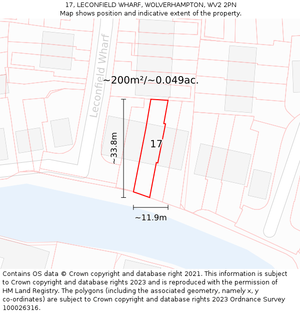17, LECONFIELD WHARF, WOLVERHAMPTON, WV2 2PN: Plot and title map