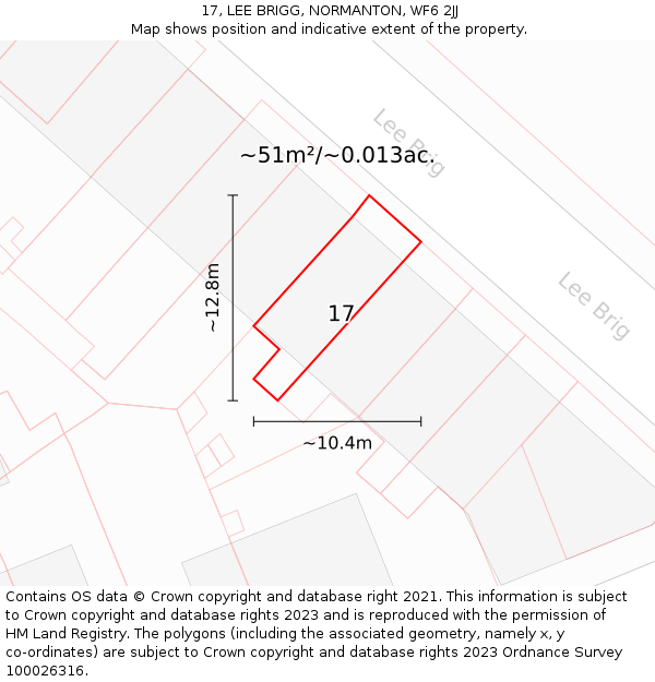 17, LEE BRIGG, NORMANTON, WF6 2JJ: Plot and title map