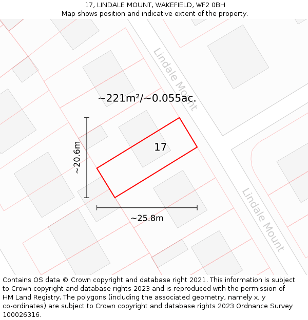 17, LINDALE MOUNT, WAKEFIELD, WF2 0BH: Plot and title map