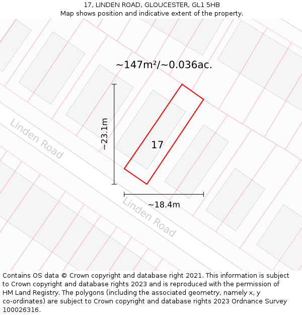17, LINDEN ROAD, GLOUCESTER, GL1 5HB: Plot and title map