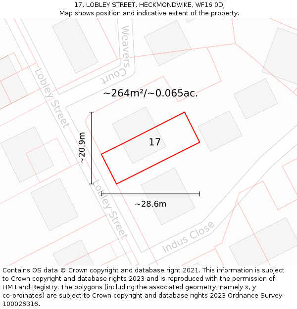 17, LOBLEY STREET, HECKMONDWIKE, WF16 0DJ: Plot and title map