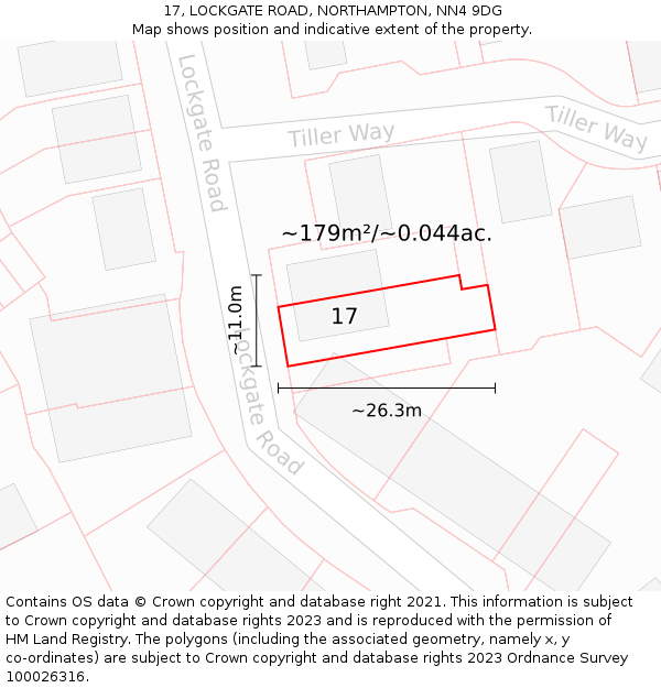 17, LOCKGATE ROAD, NORTHAMPTON, NN4 9DG: Plot and title map