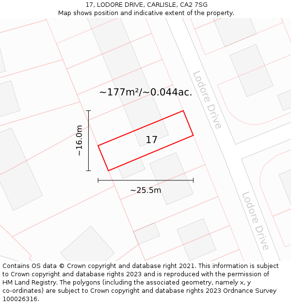 17, LODORE DRIVE, CARLISLE, CA2 7SG: Plot and title map