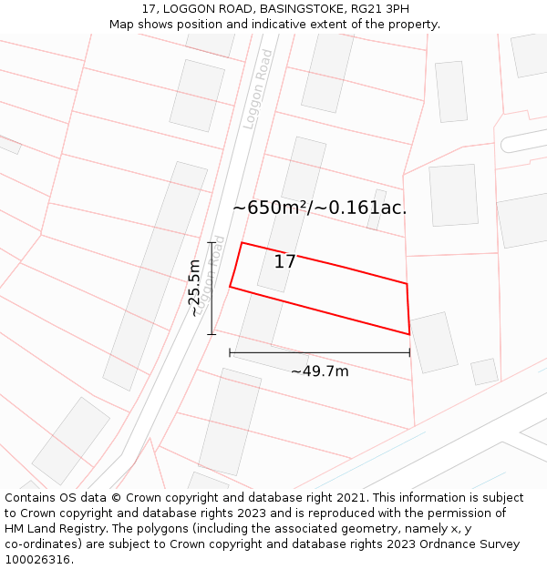 17, LOGGON ROAD, BASINGSTOKE, RG21 3PH: Plot and title map