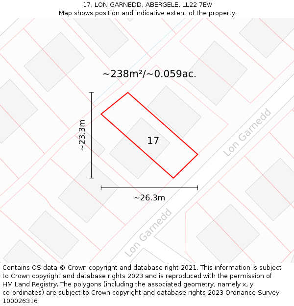 17, LON GARNEDD, ABERGELE, LL22 7EW: Plot and title map