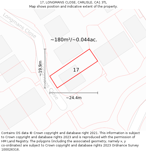 17, LONGMANS CLOSE, CARLISLE, CA1 3TL: Plot and title map