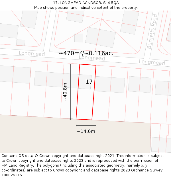 17, LONGMEAD, WINDSOR, SL4 5QA: Plot and title map