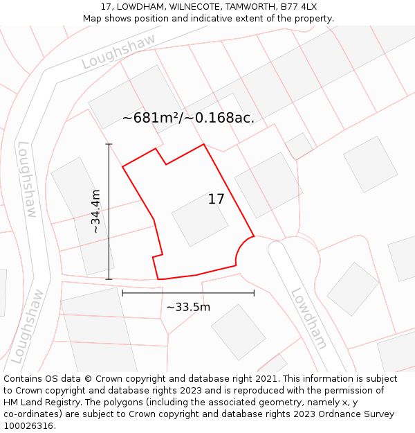17, LOWDHAM, WILNECOTE, TAMWORTH, B77 4LX: Plot and title map