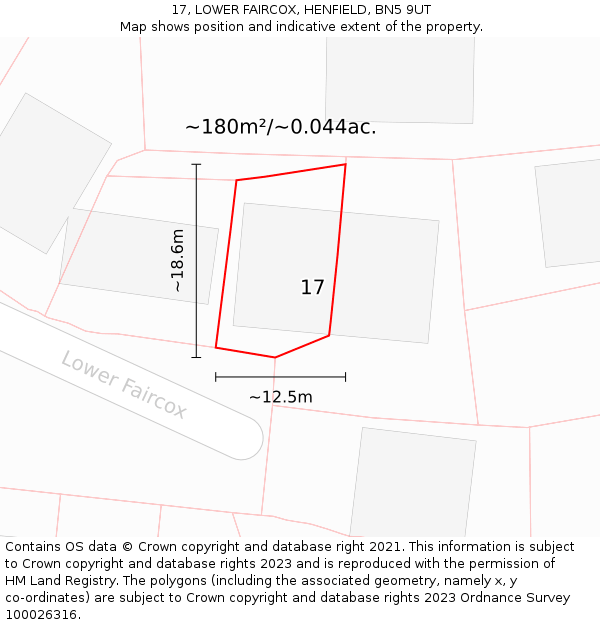 17, LOWER FAIRCOX, HENFIELD, BN5 9UT: Plot and title map
