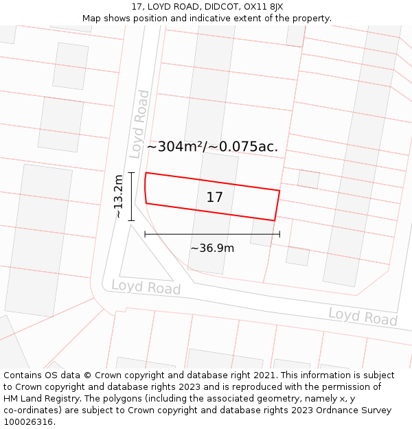 17, LOYD ROAD, DIDCOT, OX11 8JX: Plot and title map