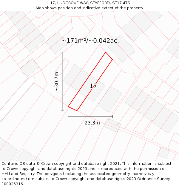 17, LUDGROVE WAY, STAFFORD, ST17 4TS: Plot and title map