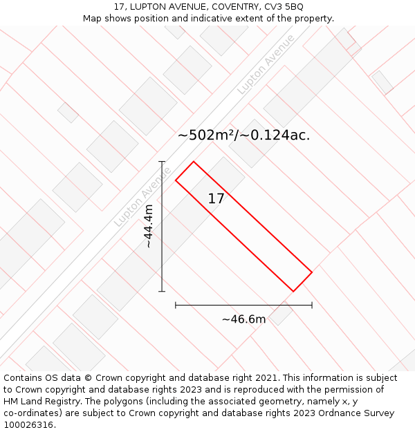 17, LUPTON AVENUE, COVENTRY, CV3 5BQ: Plot and title map