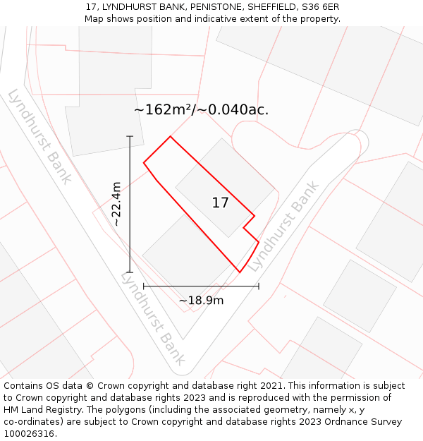 17, LYNDHURST BANK, PENISTONE, SHEFFIELD, S36 6ER: Plot and title map