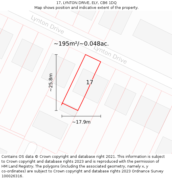 17, LYNTON DRIVE, ELY, CB6 1DQ: Plot and title map