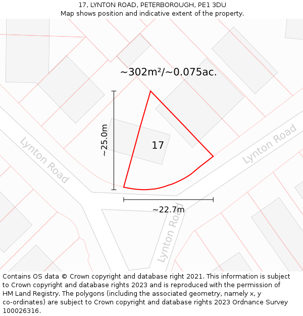 17, LYNTON ROAD, PETERBOROUGH, PE1 3DU: Plot and title map