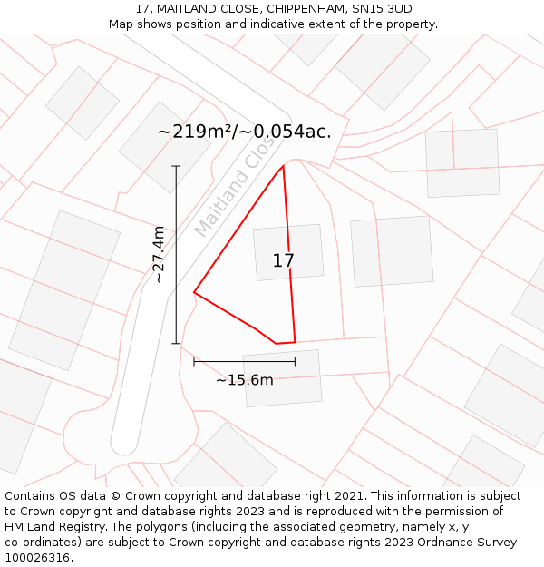 17, MAITLAND CLOSE, CHIPPENHAM, SN15 3UD: Plot and title map
