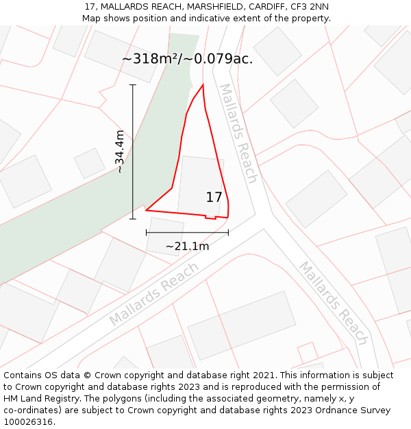 17, MALLARDS REACH, MARSHFIELD, CARDIFF, CF3 2NN: Plot and title map
