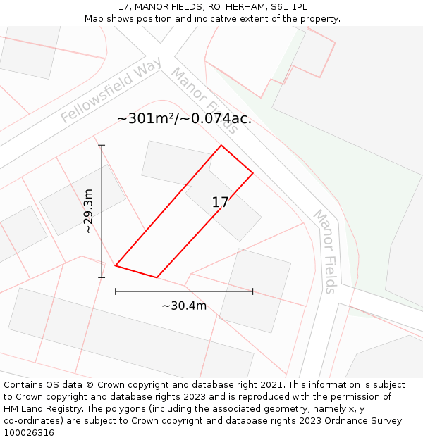 17, MANOR FIELDS, ROTHERHAM, S61 1PL: Plot and title map