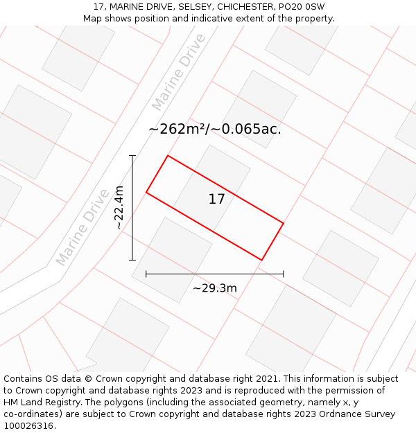 17, MARINE DRIVE, SELSEY, CHICHESTER, PO20 0SW: Plot and title map