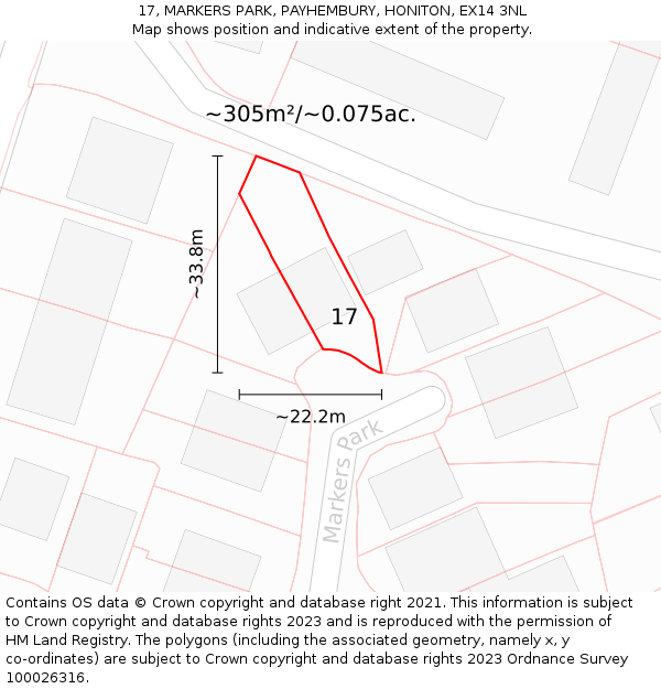 17, MARKERS PARK, PAYHEMBURY, HONITON, EX14 3NL: Plot and title map