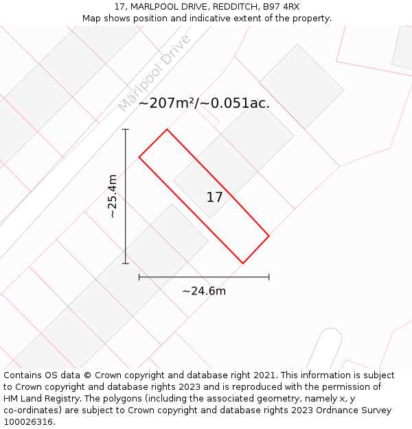 17, MARLPOOL DRIVE, REDDITCH, B97 4RX: Plot and title map